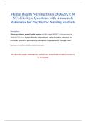 NCLEX Mental Health Exam 2026&sol;2027&colon; 80 Questions &&NewLine;Answers