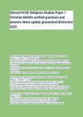 Edexcel GCSE Religious Studies Paper 1&NewLine;Christian Beliefs verified questions and&NewLine;answers latest update guaranteed distinction&NewLine;2025