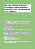 NR511 Final Exam &lpar;Newest 2025&sol; 2026&NewLine;Update&rpar; Differential Diagnosis & Primary&NewLine;Care Practicum Actual Exam Questions And&NewLine;Answers Graded A&plus;