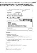 Pearson Edexcel Level 3 GCE History Advanced Subsidiary PAPER&NewLine;2&colon; Depth study Option 2D&period;1&colon; The unification of Italy&comma; c1830&ndash;70&NewLine;Option 2D&period;2&colon; The unification of Germany&comma; c1840&ndash;71 &lpar;8H210&sol;2D&rpar;&NewLine;