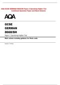 AQA GCSE GERMAN 8668&sol;SH Paper 2 Speaking Higher Tier  &NewLine;Combined Question Paper and Mark Scheme 