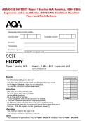 AQA GCSE HISTORY Paper 1 Section A&sol;A&colon; America&comma; 1840&ndash;1895&colon; &NewLine;Expansion and consolidation &lpar;8145&sol;1A&sol;A&rpar; Combined Question &NewLine;Paper and Mark Scheme