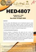 HED4807 Assignment 1 &lpar;COMPLETE ANSWERS&rpar; 2026 - DUE 30 April 2026
