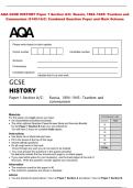AQA GCSE HISTORY Paper 1 Section A&sol;C&colon; Russia&comma; 1894&ndash;1945&colon; Tsardom and &NewLine;Communism &lpar;8145&sol;1A&sol;C&rpar; Combined Question Paper and Mark Scheme 