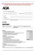 AQA GCSE HISTORY Paper 1 Section A&sol;D  America&comma; 1920&ndash;1973&colon; Opportunity and &NewLine;inequality &lpar;8145&sol;1A&sol;D&rpar; Combined Question Paper and Mark Scheme