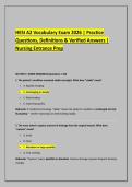 HESI A2 Vocabulary Exam 2026 &vert; Practice &NewLine;Questions&comma; Definitions & Verified Answers &vert; &NewLine;Nursing Entrance Prep
