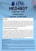 HED4807 Assignment 1 &lpar;ANSWERS&rpar; 2026 - DISTINCTION GUARANTEED