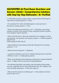 HAZWOPER 40 Final Exam Questions and&NewLine;Answers &lpar;2026&rpar; &vert; Comprehensive Solutions&NewLine;with Step-by-Step Rationales &vert; A&plus; Verified