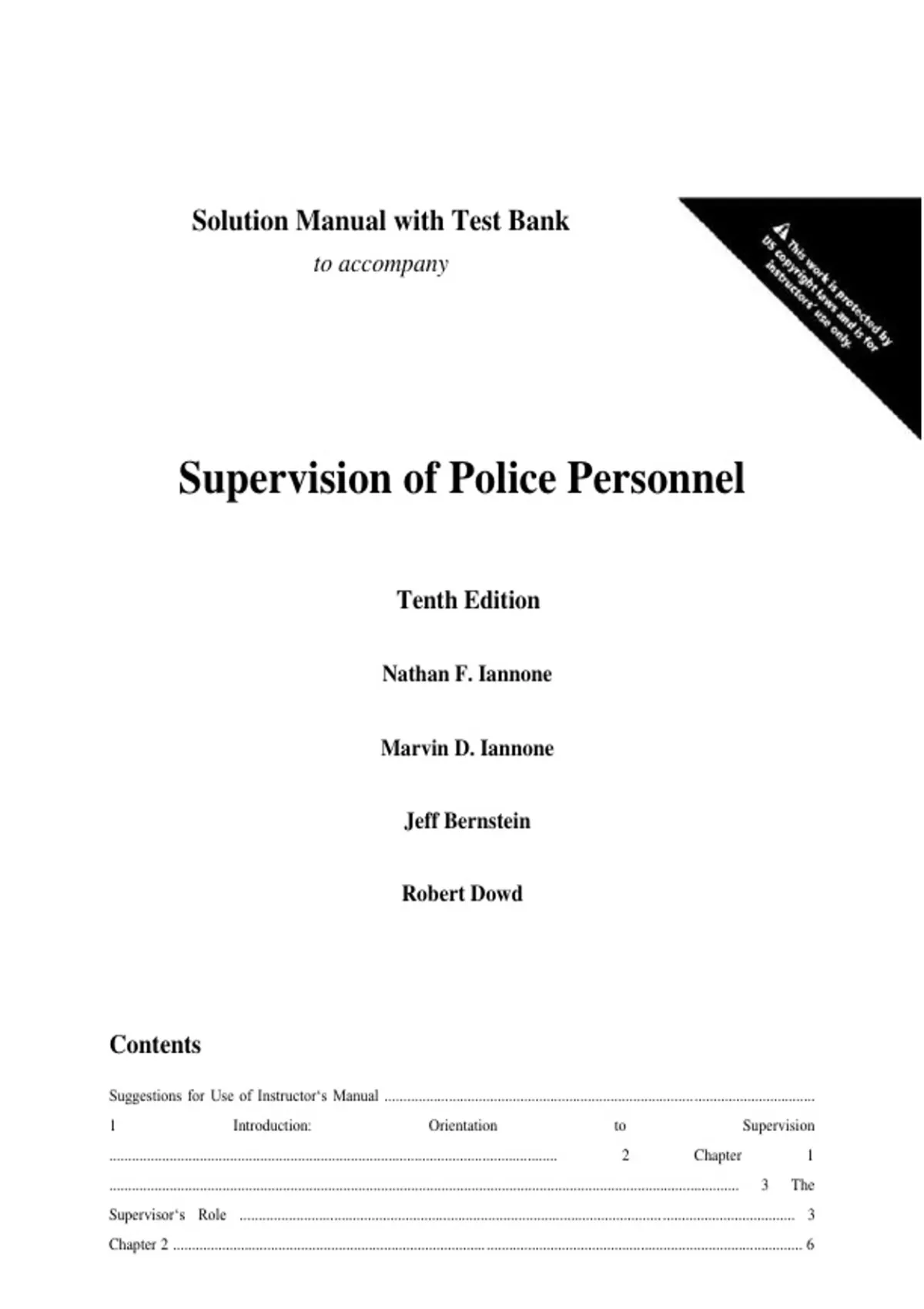TEST BANK FOR SUPERVISION OF POLICE PERSONNEL TENTH EDITION BY NATHAN F ...