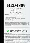 HED4809 Assignment 1 &lpar;COMPLETE ANSWERS&rpar; 2026 - DUE April 2026