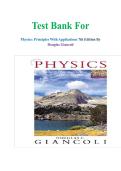 Test Bank for Physics&colon; Principles with Applications 7th Edition by Douglas Giancoli &vert; ISBN 978-0321625922 &vert; Volumes 1 & 2 &vert; 500 Randomized Scenario-Based Questions with Answers & Italicized Rationales