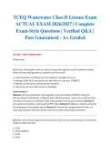TCEQ Wastewater Class D License Exam ACTUAL EXAM 2026&sol;2027 &vert; Complete Exam-Style Questions &vert; Verified Q&A &vert; Pass Guaranteed - A&plus; Graded