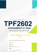 TPF2602 Assignment 51 Semester 1 2026 - Due 29 August 2026
