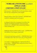 NEBRASKA PESTICIDE &NewLine;APPLICATOR &NewLine;CERTIFICATION EXAM  QUESTIONS AND ANSWERS 2026 - 2027 