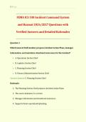 FEMA ICS 100 Incident Command System and Hazmat Exam 2026&sol;2027 &vert; NIMS Introduction to ICS Final Test Bank &vert; Emergency Management and Hazmat Operations Questions with Verified Answers and Detailed Rationales &vert; Get HighScore &vert; Instant Download&NewLine;&NewLine;