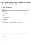 ME215 Biomedical Engineering &ndash; Final Exam Practice Questions and Answers &lpar;Revision & Study Material&rpar;