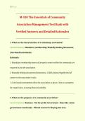 M-100 Essentials of Community Association Management Exam 2026&sol;2027 &vert; Complete Questions with Verified Answers and Detailed Rationales &vert; CAI CMCA Certification Prep for HOA and Condo Managers &vert; Get HighScore &NewLine;&NewLine;