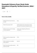 Paramedic Entrance Exam Study Guide &vert;Questions & Expertly Verified Answers&comma; 2026 &vert; 2027&period;