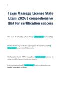 Texas Massage License State&NewLine;Exam 2026 &vert; comprehensive&NewLine;Q&A for certification success 