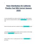 Water Distribution D2 California&NewLine;Practice Test With Correct Answers&NewLine;2026 