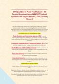 CPH &lpar;Certified in Public Health&rpar; Exam - All Sample Questions &lpar;Latest 2026&sol;2027 Update&rpar; Questions and Verified Answers &vert; 100&percnt; Correct &vert; Grade A&NewLine;&NewLine;This CPH &lpar;Certified in Public Health&rpar; exam consists of 230&plus; multiple-choice questions covering key public hea