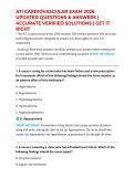 ATI CARDIOVASCULAR EXAM 2026 UPDATED QUESTIONS & ANSWERS &vert; ACCURATE VERIFIED SOLUTIONS &vert; GET IT RIGHT