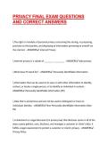 PRIVACY FINAL EXAM QUESTIONS AND CORRECT ANSWERS