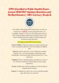 CPH &lpar;Certified in Public Health&rpar; Exam BUNDLE - &lpar;Latest 2026&sol;2027 Update&rpar; Questions and Verified Answers &vert; 100&percnt; Correct &vert; Grade A 