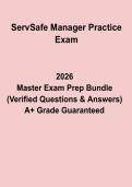 ServSafe Manager Practice Exam Questions & Answers PDF