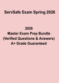 ServSafe Exam Spring 2026 Questions and Answers Practice Test PDF