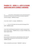 PHARM 151 - WEEK 3 &lpar;&plus; AFPC 8&rpar; EXAMS QUESTIONS WITH CORRECT ANSWERS