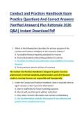 Conduct and Practices Handbook Exam &NewLine;Practice Questions And Correct Answers &NewLine;&lpar;Verified Answers&rpar; Plus Rationale 2026 &NewLine;Q&A&vert; Instant Download Pdf 