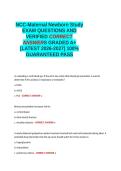 NCC-Maternal Newborn Study EXAM QUESTIONS AND VERIFIED CORRECT ANSWERS GRADED A&plus; -LATEST 2026-2027- 100- GUARANTEED PASS&period;docx&NewLine;&NewLine;