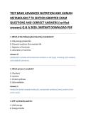 Advanced Nutrition and Human Metabolism &lpar;7th Edition&rpar;&colon; Practice Exam Guide &lpar;Original Questions & Answers&rpar;&NewLine;