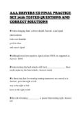 AAA DRIVERS ED FINAL PRACTICE&NewLine;SET 2026 TESTED QUESTIONS AND&NewLine;CORRECT SOLUTIONS&NewLine;