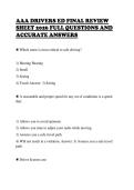 AAA DRIVERS ED FINAL REVIEW&NewLine;SHEET 2026 FULL QUESTIONS AND&NewLine;ACCURATE ANSWERS&NewLine;