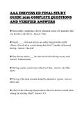 AAA DRIVERS ED FINAL STUDY&NewLine;GUIDE 2026 COMPLETE QUESTIONS&NewLine;AND VERIFIED ANSWERS&NewLine;