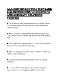 AAA DRIVERS ED FINAL TEST BANK&NewLine;2026 COMPREHENSIVE QUESTIONS&NewLine;AND ACCURATE SOLUTIONS&NewLine;VERIFIED