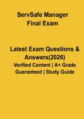 ServSafe Manager Exam Questions and Answers Study Guide PDF