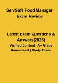 ServSafe Food Manager Exam Review Study Guide & Revision Notes PDF