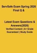 ServSafe Exam Spring 2026 &ndash; Questions & Answers Practice Test PDF