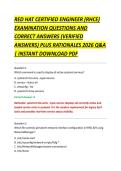 RED HAT CERTIFIED ENGINEER &lpar;RHCE&rpar; &NewLine;EXAMINATION QUESTIONS AND &NewLine;CORRECT ANSWERS &lpar;VERIFIED &NewLine;ANSWERS&rpar; PLUS RATIONALES 2026 Q&A &NewLine;&vert; INSTANT DOWNLOAD PDF