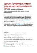 State Farm Fire Independent Policy Exam 2026 Practice Questions & Answers Study Guide &vert; Insurance Certification Preparation Resource