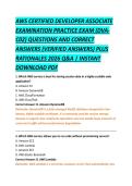 AWS CERTIFIED DEVELOPER ASSOCIATE &NewLine;EXAMINATION PRACTICE EXAM &lpar;DVA&NewLine;C02&rpar; QUESTIONS AND CORRECT &NewLine;ANSWERS &lpar;VERIFIED ANSWERS&rpar; PLUS &NewLine;RATIONALES 2026 Q&A &vert; INSTANT &NewLine;DOWNLOAD PDF