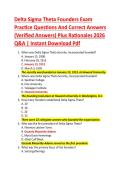 Delta Sigma Theta Founders Exam &NewLine;Practice Questions And Correct Answers &NewLine;&lpar;Verified Answers&rpar; Plus Rationales 2026 &NewLine;Q&A &vert; Instant Download Pdf 