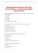 Histology Exam Questions with 100&percnt; Correct Answers &vert; Latest Version 2026 &vert; Expert Verified