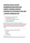 CERTIFIED ETHICAL HACKER &NewLine;EXAMINATION QUESTIONS AND &NewLine;CORRECT ANSWERS &lpar;VERIFIED &NewLine;ANSWERS&rpar; PLUS RATIONALES 2026 Q&A &NewLine;&vert; INSTANT DOWNLOAD PDF 