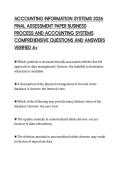 ACCOUNTING INFORMATION SYSTEMS 2026&NewLine;FINAL ASSESSMENT PAPER BUSINESS&NewLine;PROCESS AND ACCOUNTING SYSTEMS&NewLine;COMPREHENSIVE QUESTIONS AND ANSWERS&NewLine;VERIFIED A&plus;