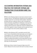 ACCOUNTING INFORMATION SYSTEMS 2026&NewLine;PRACTICE TEST PAPER ERP SYSTEMS AND&NewLine;TRANSACTION CYCLES REVIEW SHEET FULL&NewLine;SOLUTIONS&NewLine;