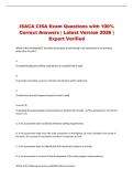 ISACA CISA Exam Questions with 100&percnt; Correct Answers &vert; Latest Version 2026 &vert; Expert Verified